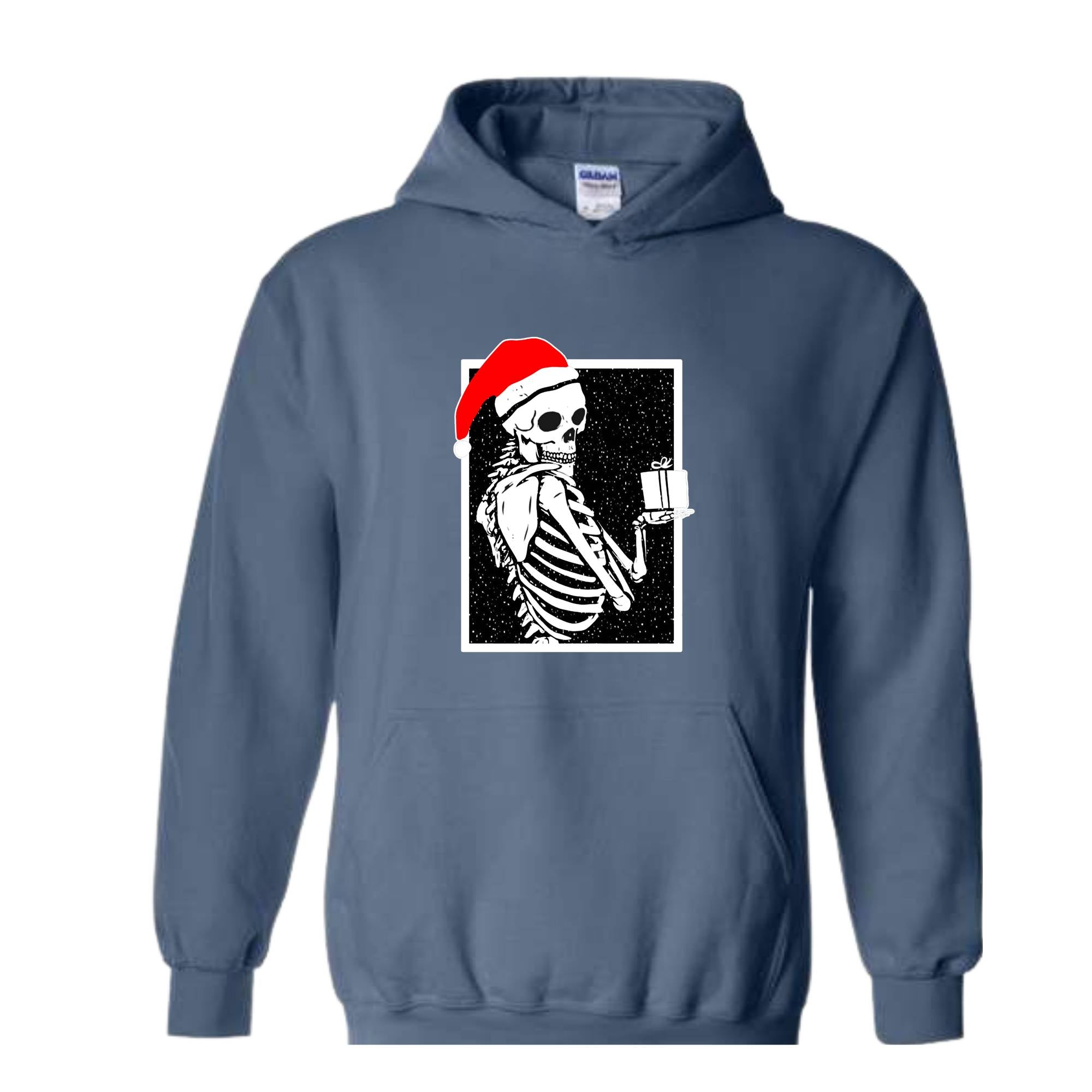 Skeleton With A Gift Christmas Sweatshirt, Merry Christmas Sweatshirt, Holiday Season, Spooky Santa Surprises Sweatshirt