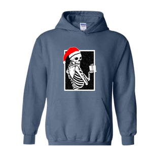 Skeleton With A Gift Christmas Sweatshirt, Merry Christmas Sweatshirt, Holiday Season, Spooky Santa Surprises Sweatshirt