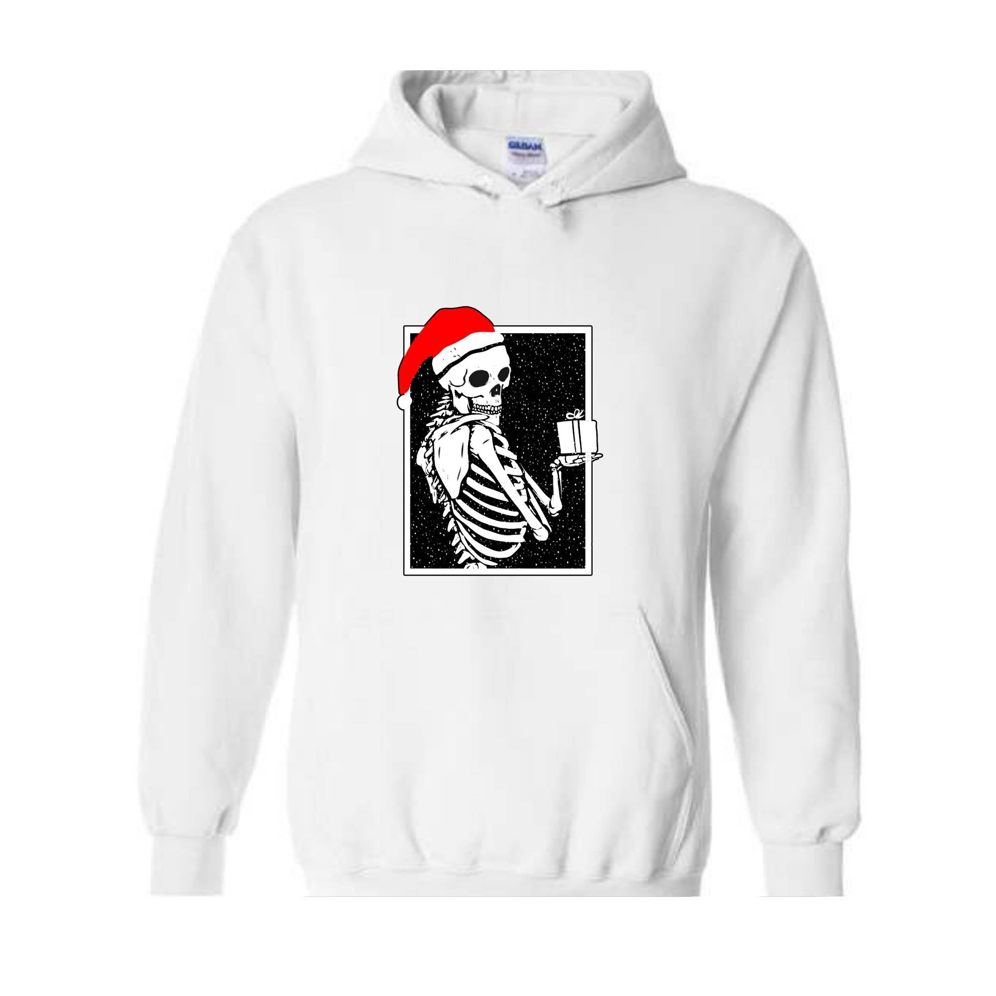Skeleton With A Gift Christmas Sweatshirt, Merry Christmas Sweatshirt, Holiday Season, Spooky Santa Surprises Sweatshirt