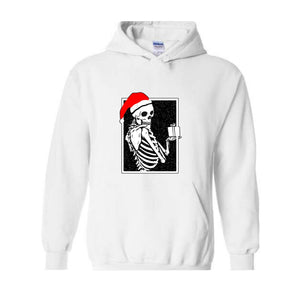 Skeleton With A Gift Christmas Sweatshirt, Merry Christmas Sweatshirt, Holiday Season, Spooky Santa Surprises Sweatshirt