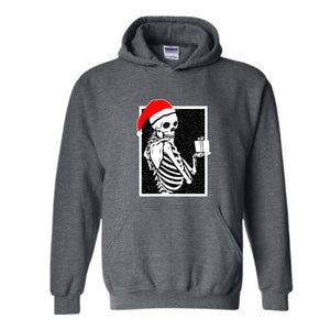 Skeleton With A Gift Christmas Sweatshirt, Merry Christmas Sweatshirt, Holiday Season, Spooky Santa Surprises Sweatshirt
