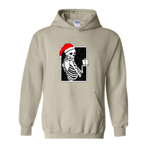 Skeleton With A Gift Christmas Sweatshirt, Merry Christmas Sweatshirt, Holiday Season, Spooky Santa Surprises Sweatshirt