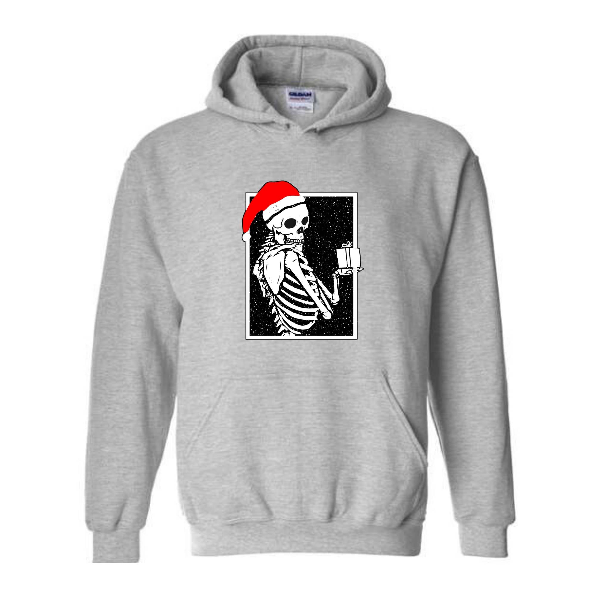 Skeleton With A Gift Christmas Sweatshirt, Merry Christmas Sweatshirt, Holiday Season, Spooky Santa Surprises Sweatshirt