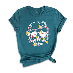 Skull Christmas Lights Shirt, Skull T-Shirt, Christmas Vibes Shirt, Christmas Party Shirt, Holiday Apparel, Christmas Light Tee