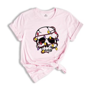 Skull Christmas Lights Shirt, Skull T-Shirt, Christmas Vibes Shirt, Christmas Party Shirt, Holiday Apparel, Christmas Light Tee