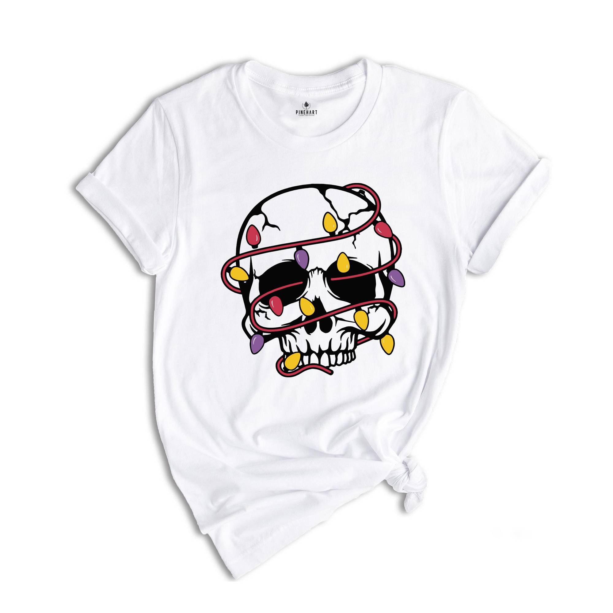 Skull Christmas Lights Shirt, Skull T-Shirt, Christmas Vibes Shirt, Christmas Party Shirt, Holiday Apparel, Christmas Light Tee