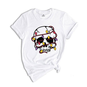 Skull Christmas Lights Shirt, Skull T-Shirt, Christmas Vibes Shirt, Christmas Party Shirt, Holiday Apparel, Christmas Light Tee