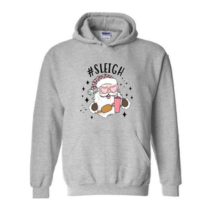 Sleigh Santa Hoodie, Pink Santa Hoodie, Funny Christmas Hoodie, Winter Hoodie, Sleigh Girl Sweater