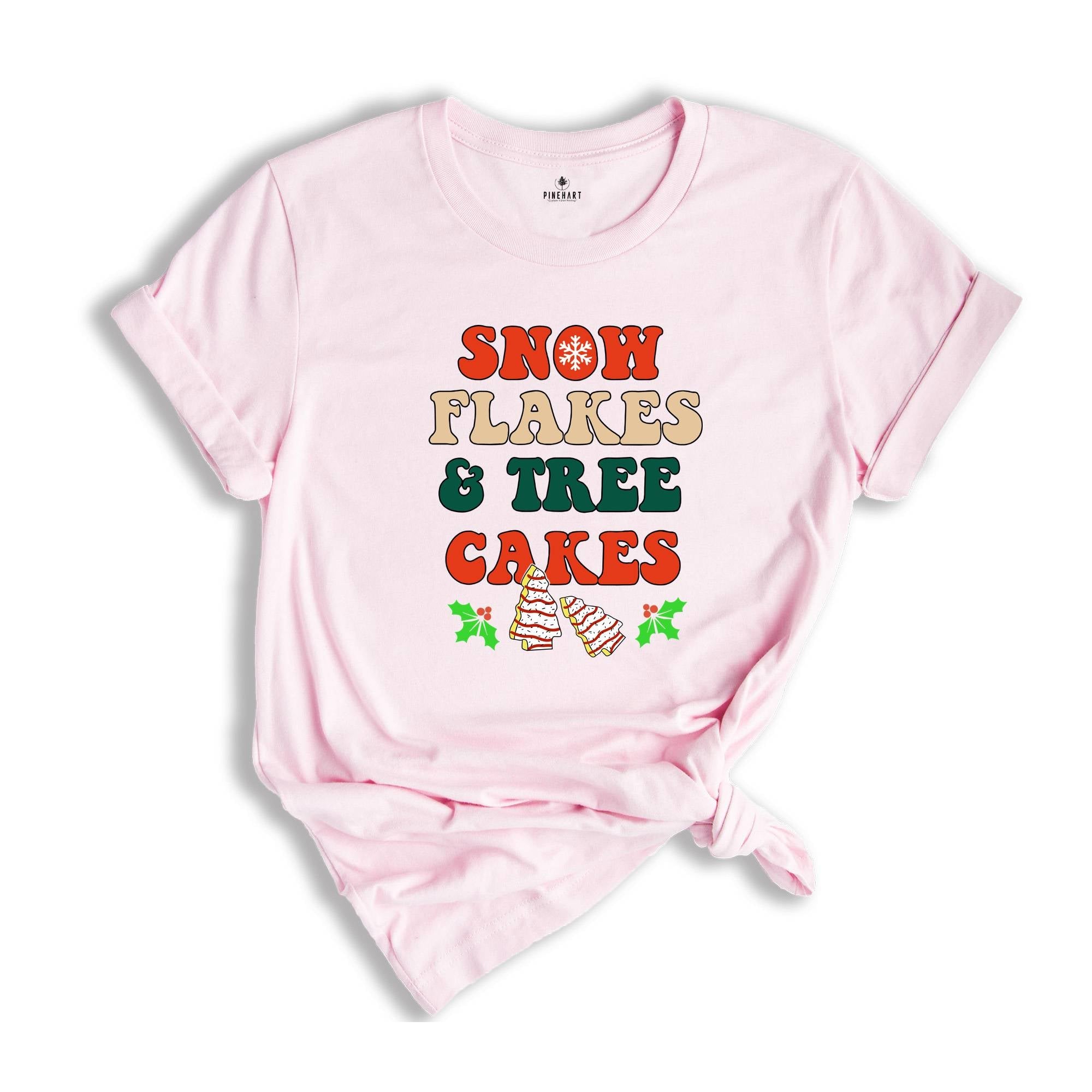 Snow Flakes and Tree Cakes Shirt, Christmas Tree T-Shirt, Christmas Cake Tee, Xmas Gift, Christmas Sweatshirt