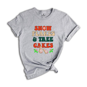 Snow Flakes and Tree Cakes Shirt, Christmas Tree T-Shirt, Christmas Cake Tee, Xmas Gift, Christmas Sweatshirt