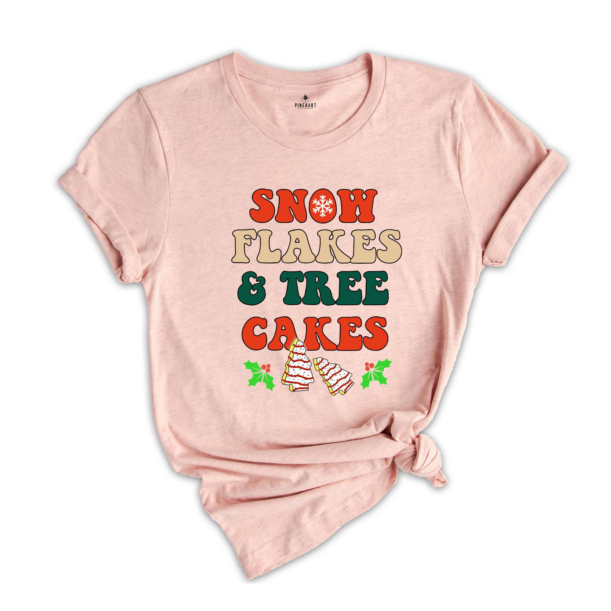 Snow Flakes and Tree Cakes Shirt, Christmas Tree T-Shirt, Christmas Cake Tee, Xmas Gift, Christmas Sweatshirt