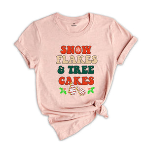 Snow Flakes and Tree Cakes Shirt, Christmas Tree T-Shirt, Christmas Cake Tee, Xmas Gift, Christmas Sweatshirt