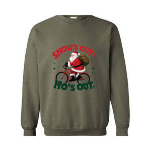 Snow's Out Funny Santa Christmas Sweatshirt, Santa Claus Sweatshirt, Christmas Hoodie, Christmas Santa Sweater, Funny Santa T-Shirts