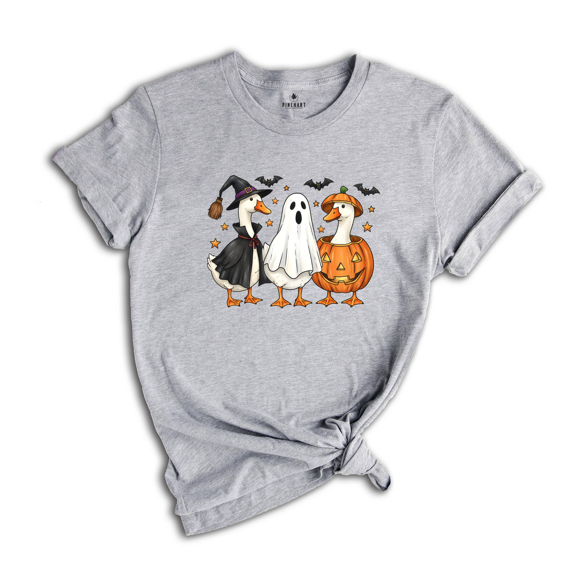 Spooky Goose Halloween Shirt, Gift For Halloween Tee, Boo Ghost Goose Shirt, Pumpkin Goose Shirt, Halloween Tee