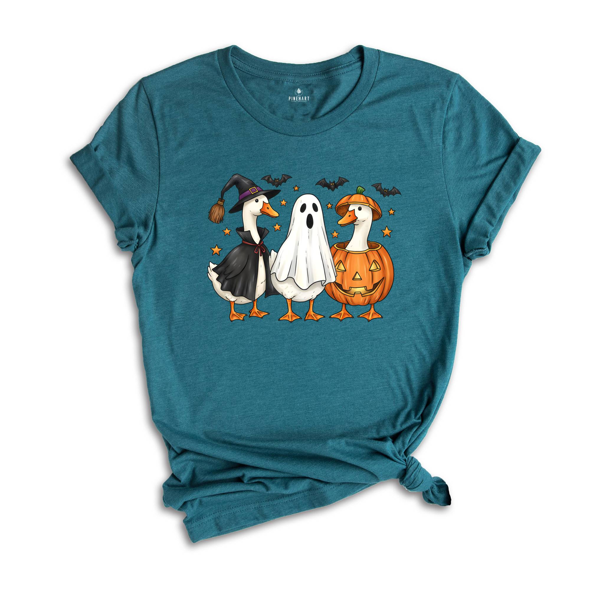 Spooky Goose Halloween Shirt, Gift For Halloween Tee, Boo Ghost Goose Shirt, Pumpkin Goose Shirt, Halloween Tee