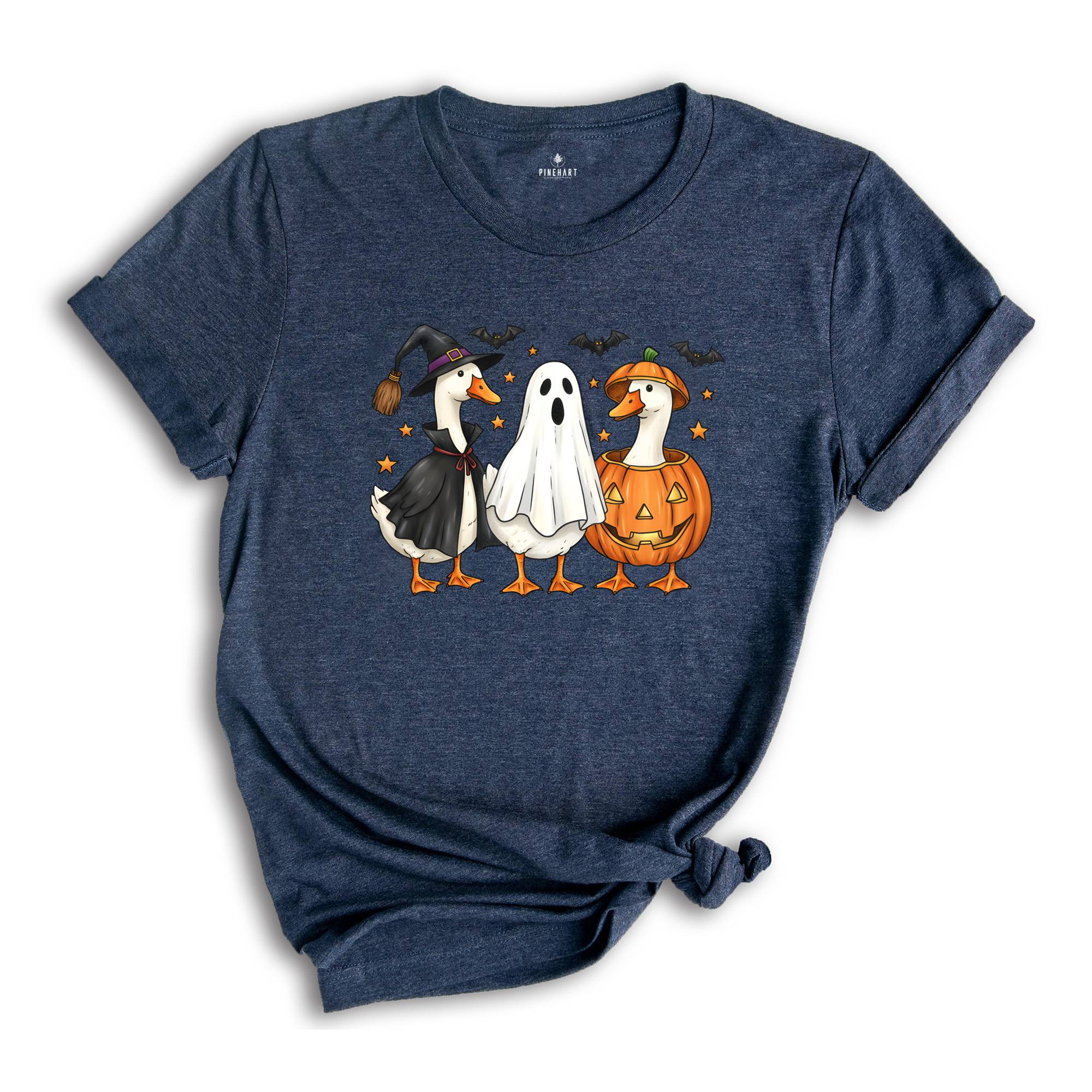 Spooky Goose Halloween Shirt, Gift For Halloween Tee, Boo Ghost Goose Shirt, Pumpkin Goose Shirt, Halloween Tee