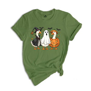 Spooky Goose Halloween Shirt, Gift For Halloween Tee, Boo Ghost Goose Shirt, Pumpkin Goose Shirt, Halloween Tee