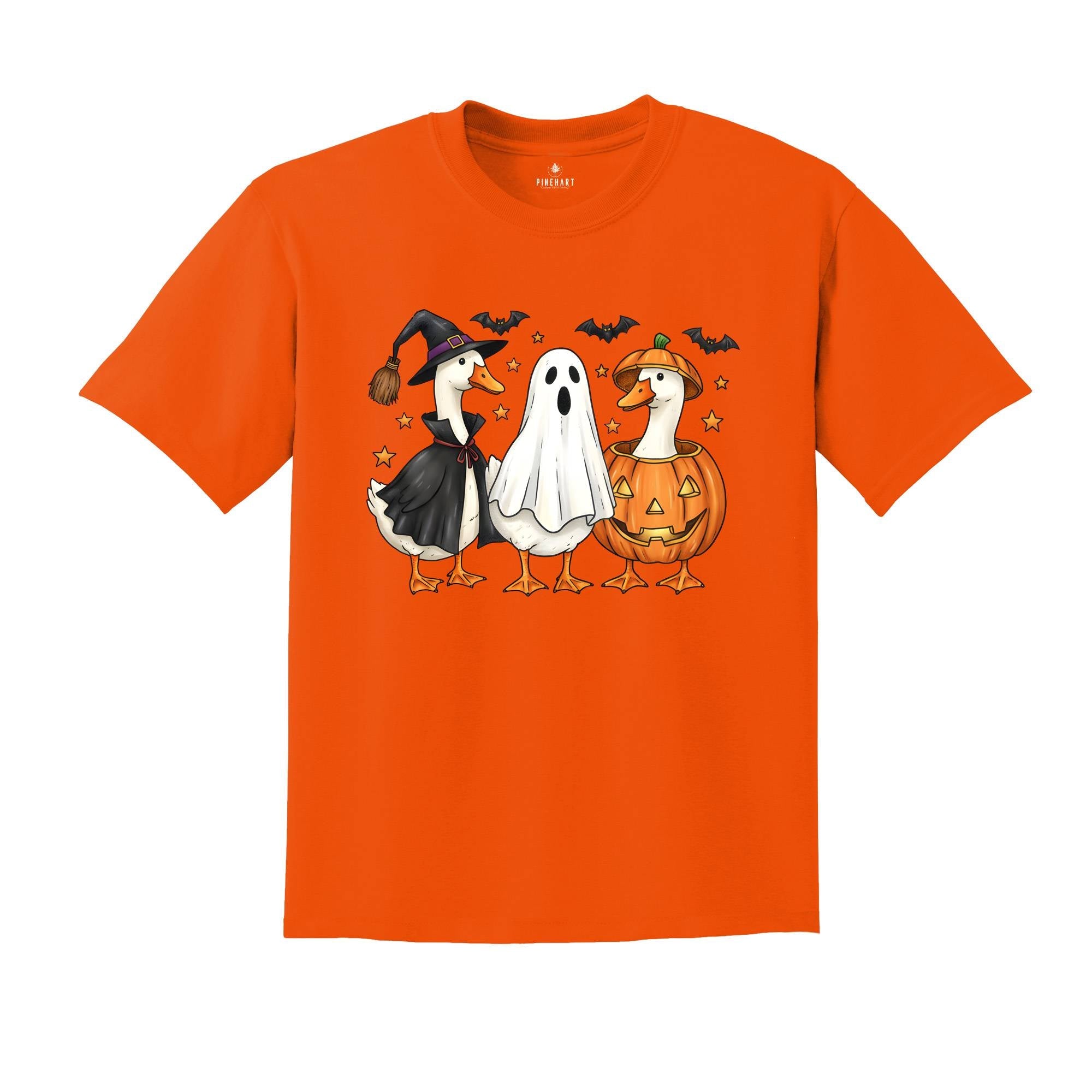 Spooky Goose Halloween Shirt, Gift For Halloween Tee, Boo Ghost Goose Shirt, Pumpkin Goose Shirt, Halloween Tee
