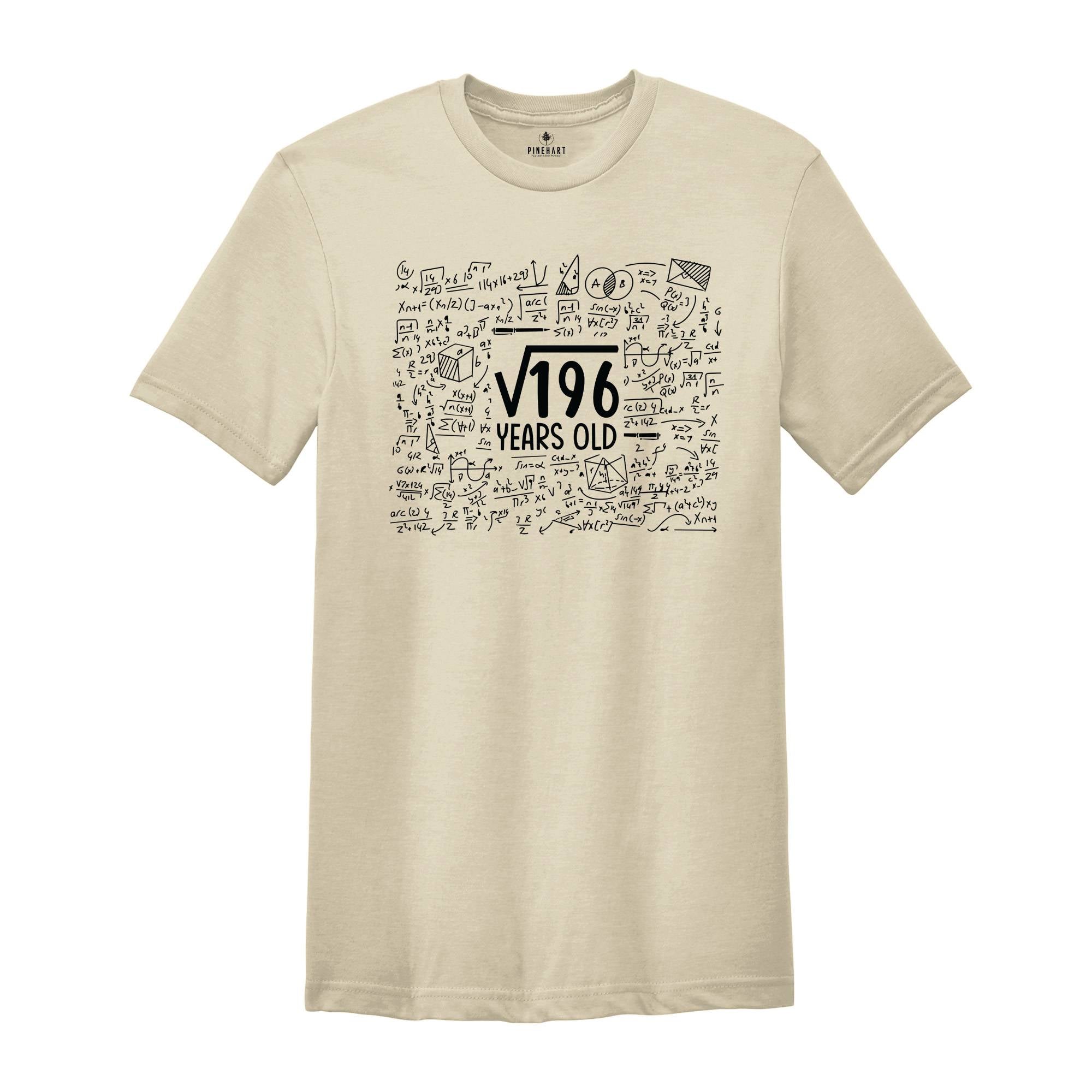 Square Root Of 196 Years Old T-Shirt, 14th Birthday Shirt, 14 Years Old Shirt, 14th Birthday Gift, 14th Birthday Party, Fourteenth Shirt