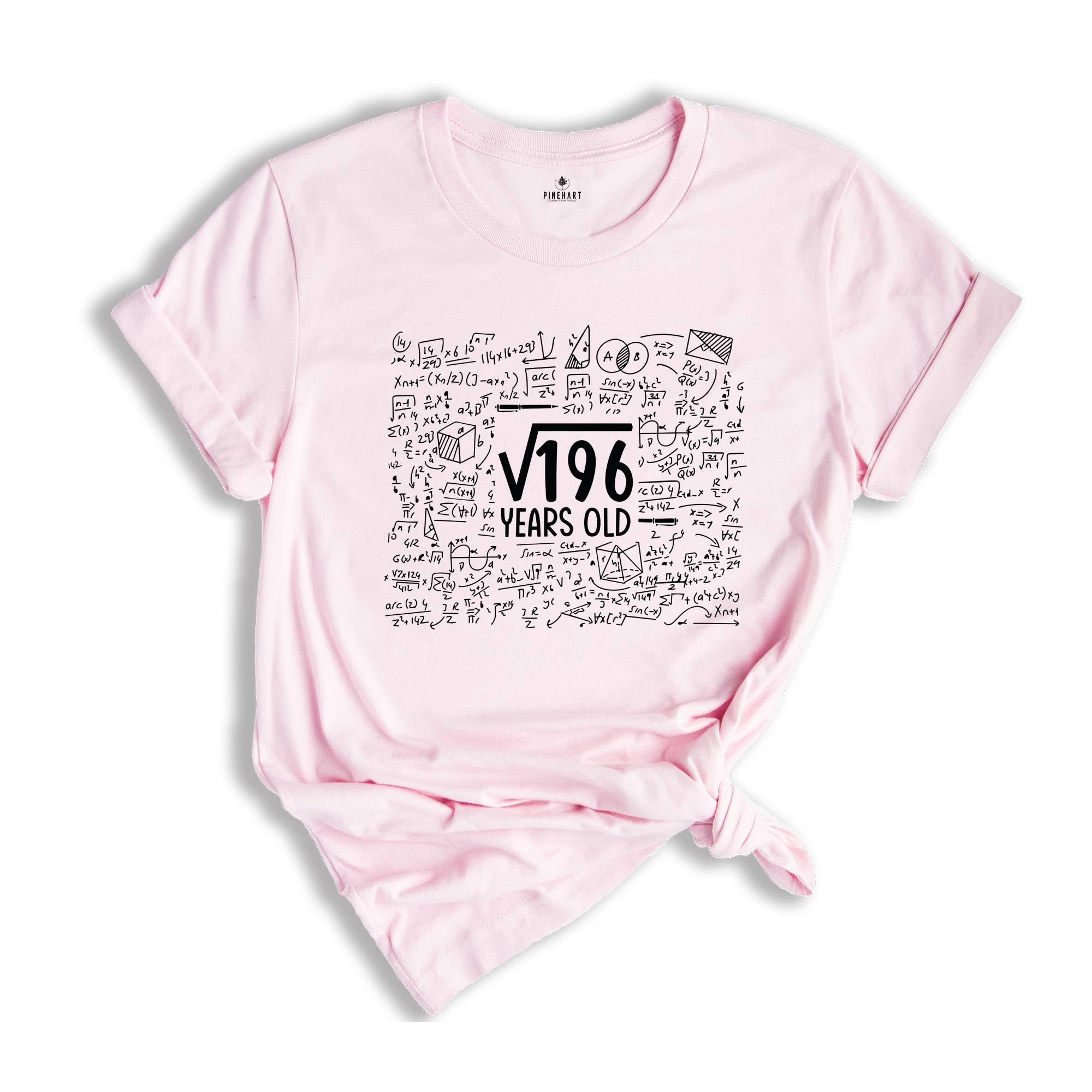 Square Root Of 196 Years Old T-Shirt, 14th Birthday Shirt, 14 Years Old Shirt, 14th Birthday Gift, 14th Birthday Party, Fourteenth Shirt
