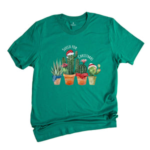 Succulent Christmas T-Shirt, Cactus Christmas Tee, Plant Lover Gift, Plant Lady Shirt, Succulent Gift, Christmas Outfit