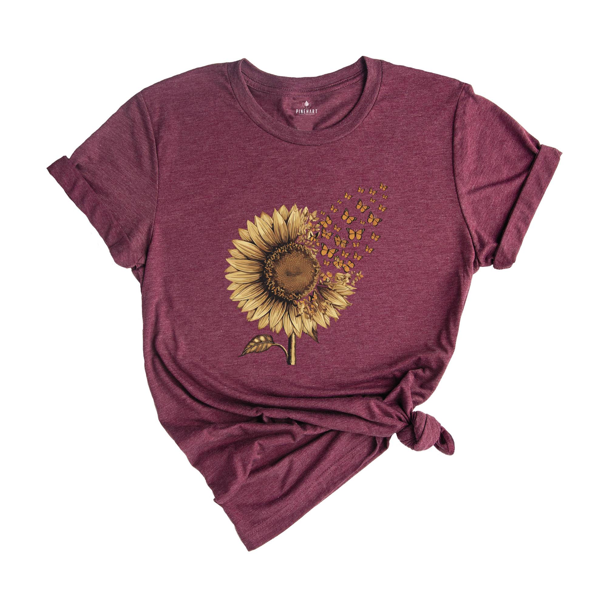 Sunflower Butterfly Shirt, Butterfly Shirt, Sunflower Sweatshirt, Mother's Day Gift Shirt,Floral Sweatshirt,Botanical Shirt,Flower Girl Gift