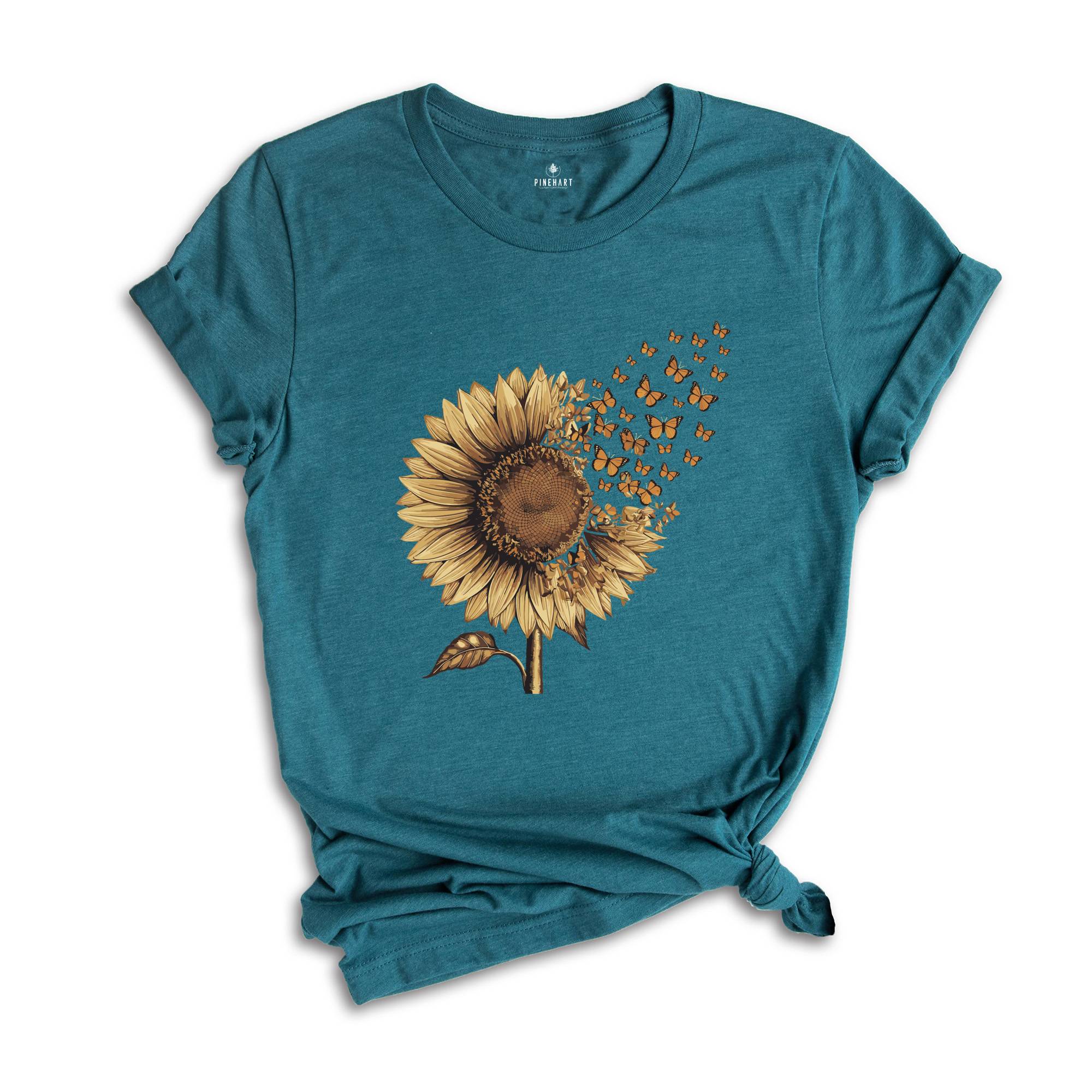 Sunflower Butterfly Shirt, Butterfly Shirt, Sunflower Sweatshirt, Mother's Day Gift Shirt,Floral Sweatshirt,Botanical Shirt,Flower Girl Gift
