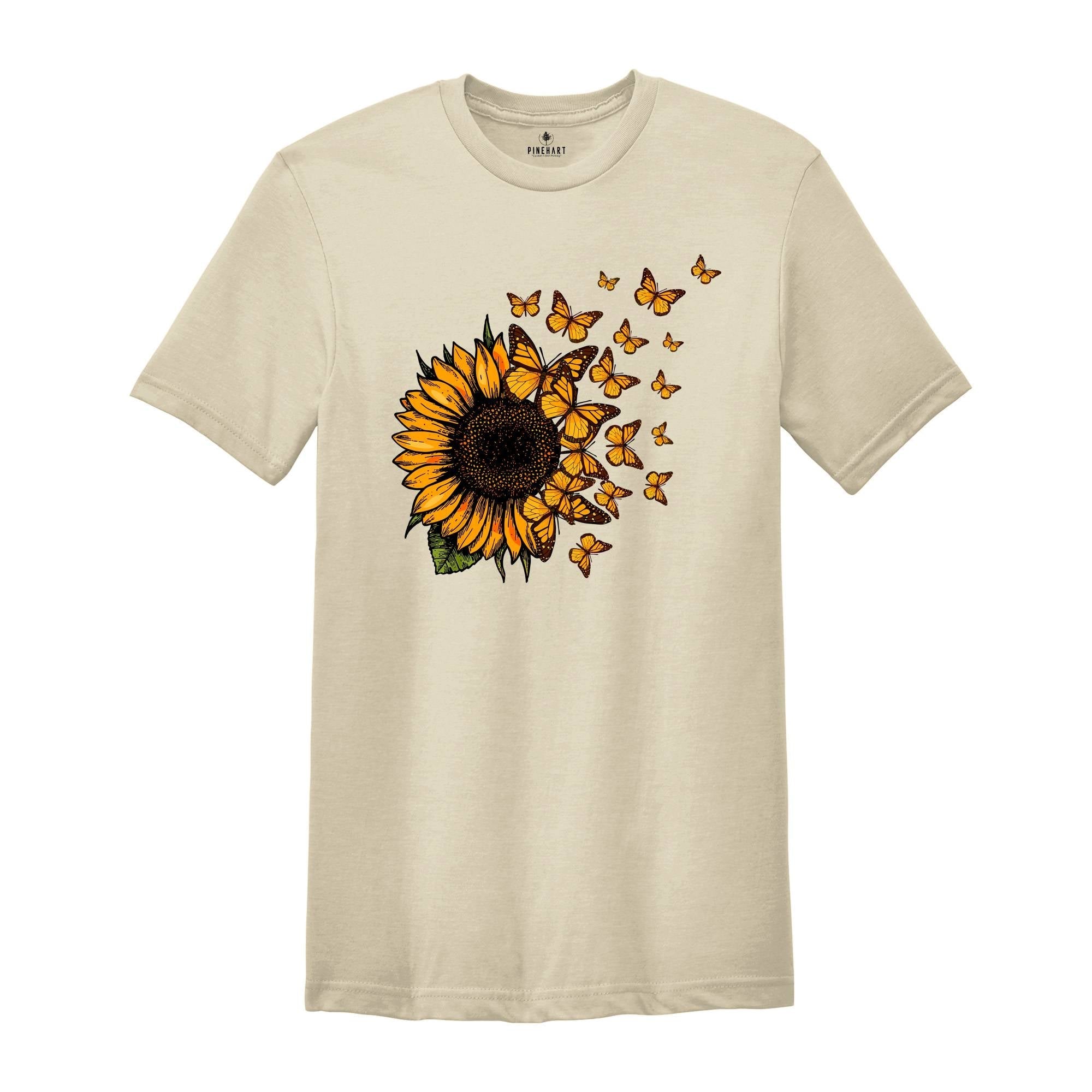 Sunflower Butterfly Shirt, Butterfly Tee, Sunflower Shirt, Floral Shirt, Love Butterfly Shirt, Sunflower Tshirt, Gardener Tee