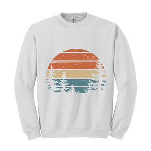 Sunset Sweatshirt, Camping Gift, Forest Themed , Tree , Adventure , Wildlife , Wilderness Tee, Pine Tree