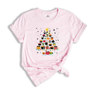 Sushi Shirt, Christmas Sushi Tree, Cute Sushi Gift, Christmas Gift Tee, Japanese Cuisine Sushi Lover Foodie Shirt, Cute Gift