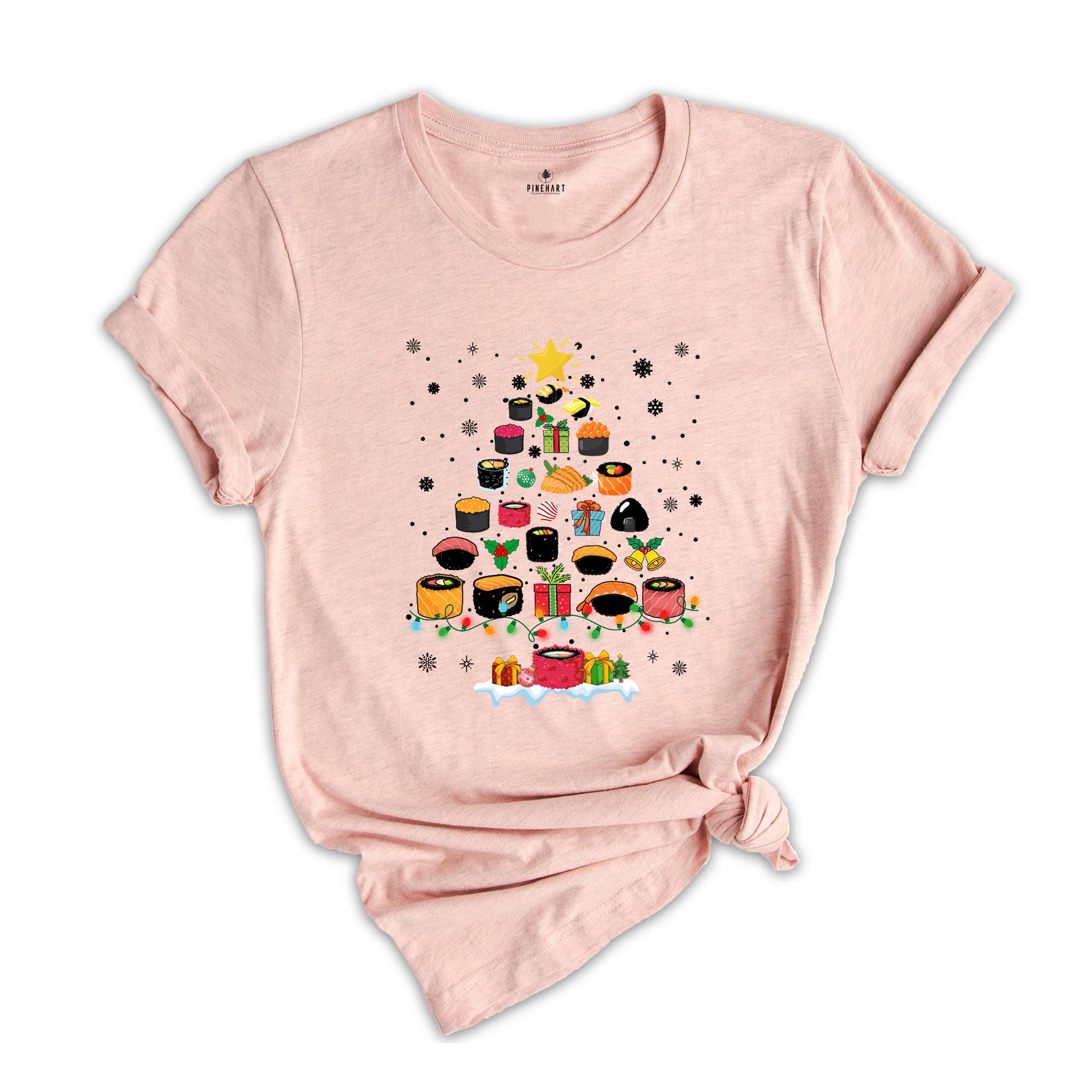 Sushi Shirt, Christmas Sushi Tree, Cute Sushi Gift, Christmas Gift Tee, Japanese Cuisine Sushi Lover Foodie Shirt, Cute Gift