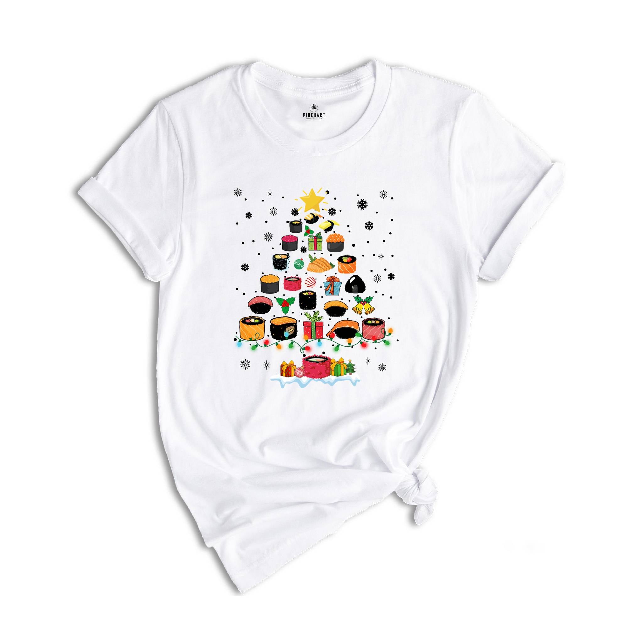 Sushi Shirt, Christmas Sushi Tree, Cute Sushi Gift, Christmas Gift Tee, Japanese Cuisine Sushi Lover Foodie Shirt, Cute Gift