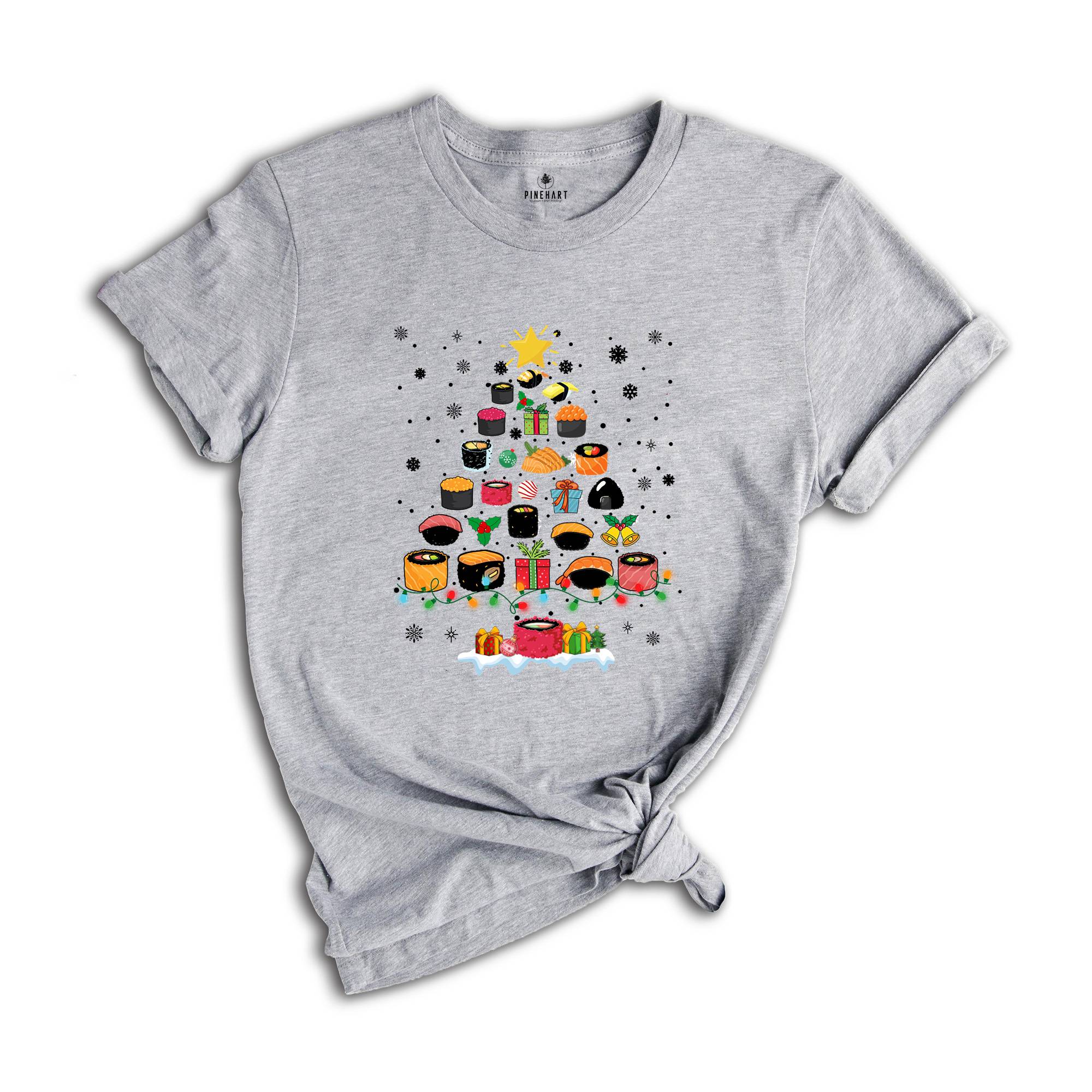 Sushi Shirt, Christmas Sushi Tree, Cute Sushi Gift, Christmas Gift Tee, Japanese Cuisine Sushi Lover Foodie Shirt, Cute Gift