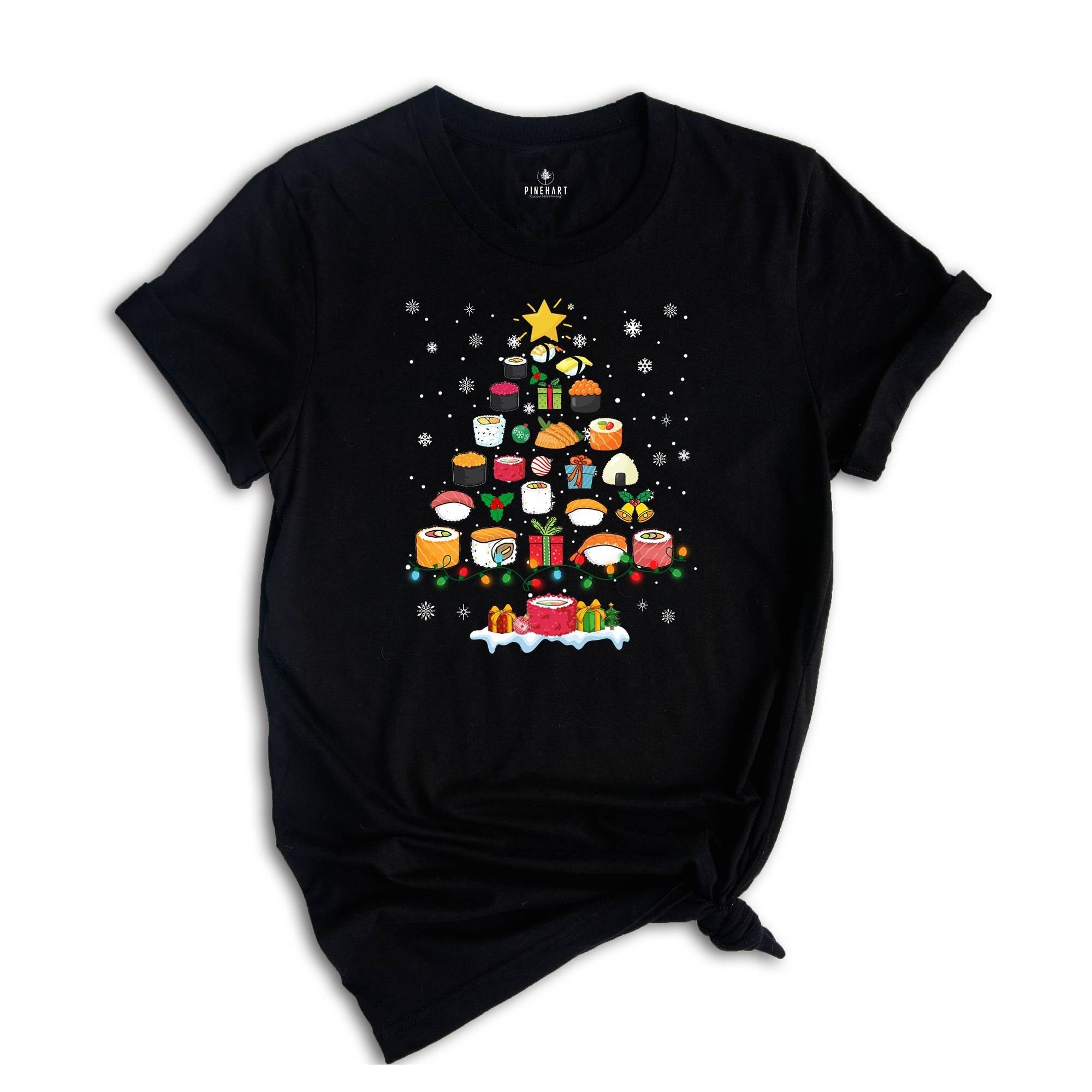 Sushi Shirt, Christmas Sushi Tree, Cute Sushi Gift, Christmas Gift Tee, Japanese Cuisine Sushi Lover Foodie Shirt, Cute Gift