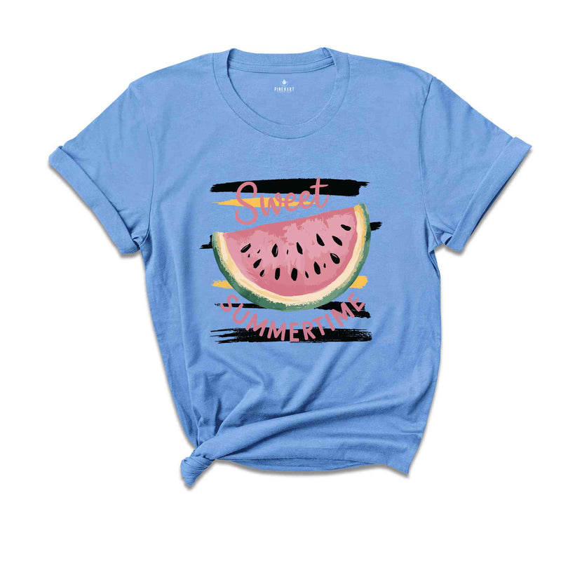 Sweet Summertime T-Shirt, Cute Watermelon Summer Shirt, Beach Tee, Girls Summer Trip Gifts, Vibrant Summertime Tee