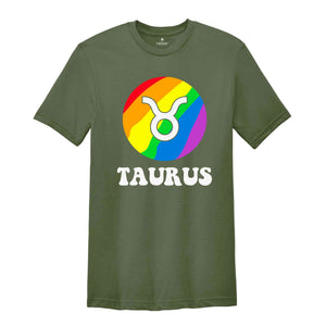 Taurus LGBT Shirt, Zodiac Sign Shirt, Taurus Birthday Shirt, LGBTQ Pride Shirt, Pride Month Shirt, Rainbow Shirt, Zodiac Tshirt