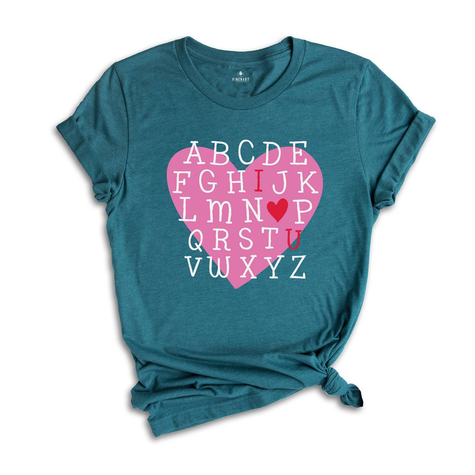 Teacher Valentine Shirt, Valentines Day Shirt, Alphabet Valentines Day Shirt, Alphabet Shirt, Valentines Day Gift, Teacher Gift, A-Z Tee