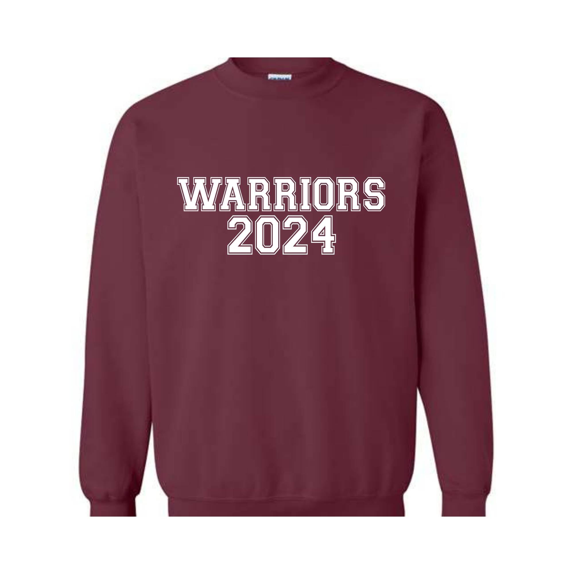 Team Mascot , Warriors-Mascot Crewneck, School Team Spirit, Warriors Fan Sweatshirt, Warriors Hoodie, Warriors Football