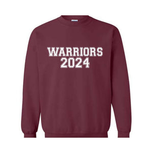 Team Mascot , Warriors-Mascot Crewneck, School Team Spirit, Warriors Fan Sweatshirt, Warriors Hoodie, Warriors Football