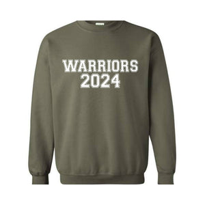 Team Mascot , Warriors-Mascot Crewneck, School Team Spirit, Warriors Fan Sweatshirt, Warriors Hoodie, Warriors Football