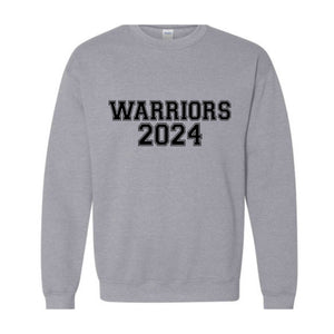 Team Mascot , Warriors-Mascot Crewneck, School Team Spirit, Warriors Fan Sweatshirt, Warriors Hoodie, Warriors Football