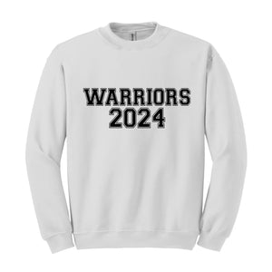 Team Mascot , Warriors-Mascot Crewneck, School Team Spirit, Warriors Fan Sweatshirt, Warriors Hoodie, Warriors Football