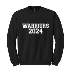 Team Mascot , Warriors-Mascot Crewneck, School Team Spirit, Warriors Fan Sweatshirt, Warriors Hoodie, Warriors Football