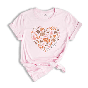 Thankful Shirt, Fall Season Heart Shirt, Pumpkin Lover Shirt Cozy Season Shirt, Happy Thanksgiving Shirt, Thanksgiving Crewneck