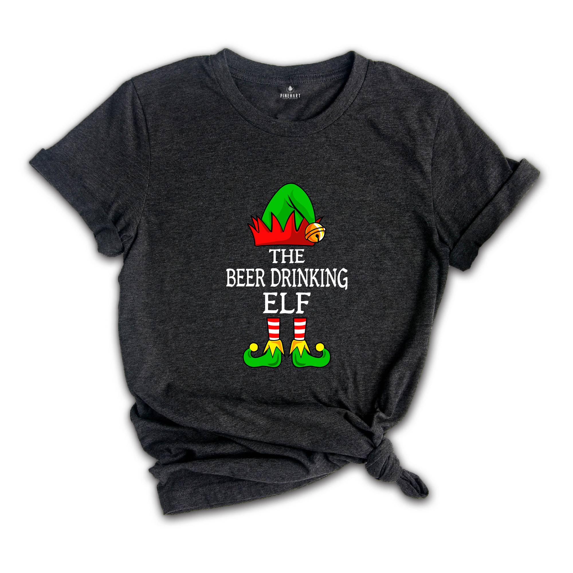 The Beer Drinking Elf T-Shirt, Funny Elf Shirt, Christmas Party Tee, Ugly Christmas Shirt, Day Drinking Shirt, Christmas Gift