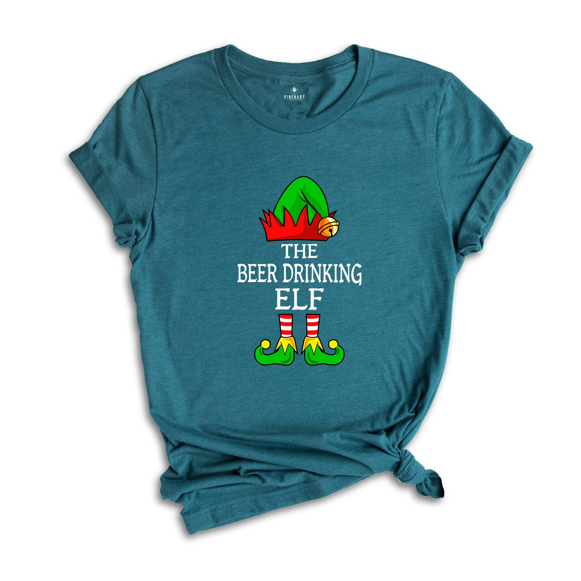 The Beer Drinking Elf T-Shirt, Funny Elf Shirt, Christmas Party Tee, Ugly Christmas Shirt, Day Drinking Shirt, Christmas Gift