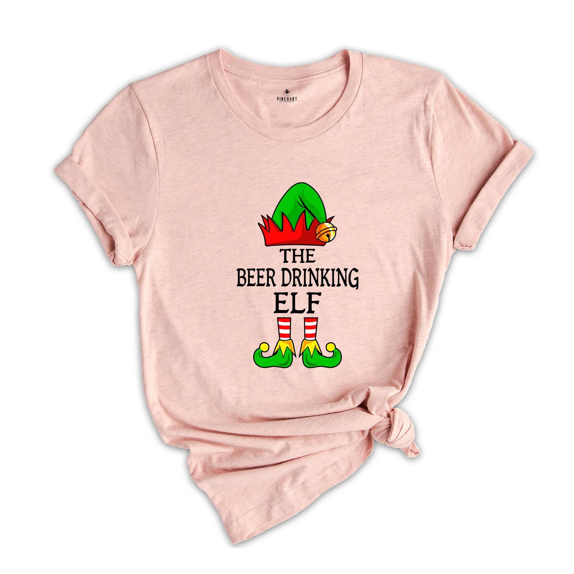 The Beer Drinking Elf T-Shirt, Funny Elf Shirt, Christmas Party Tee, Ugly Christmas Shirt, Day Drinking Shirt, Christmas Gift