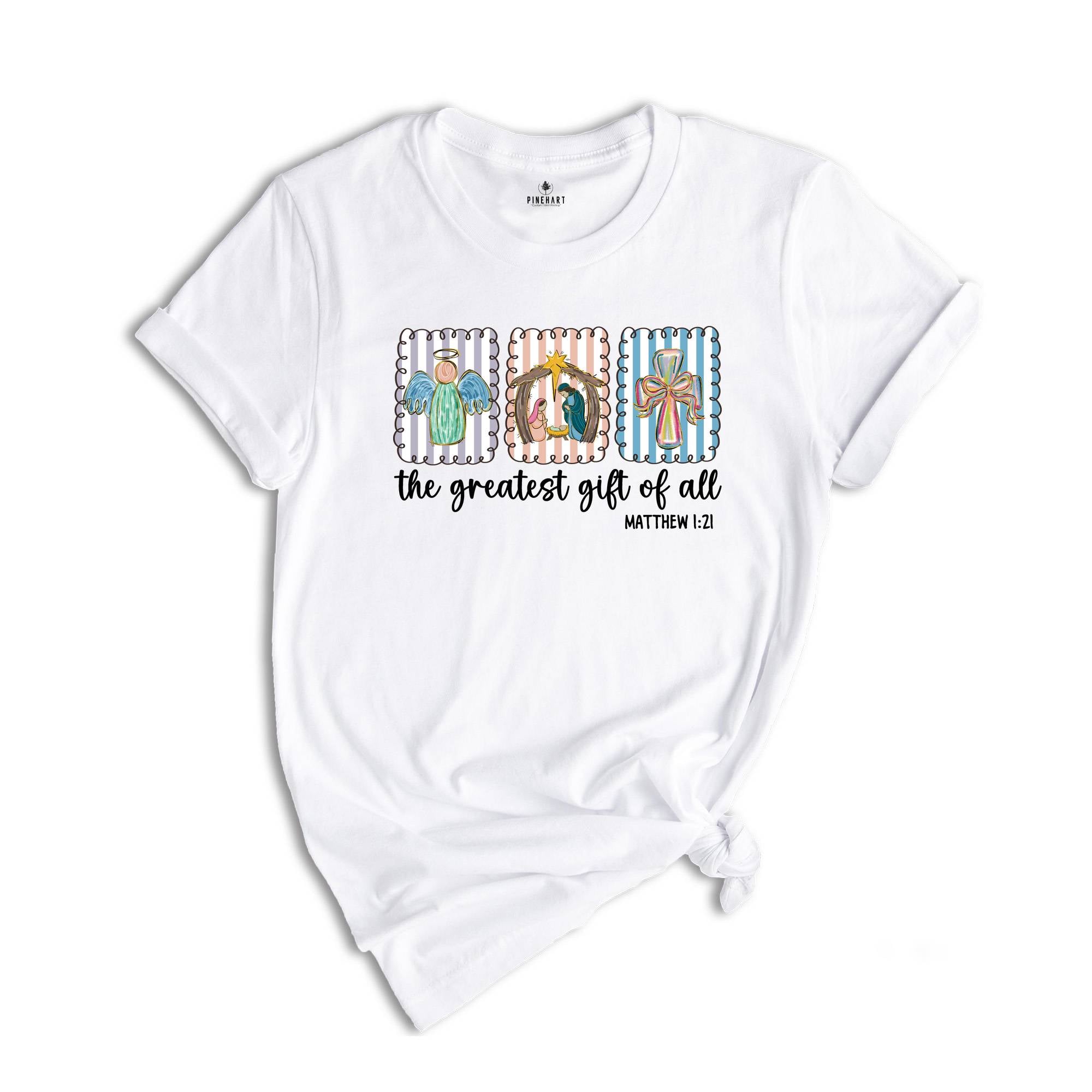 The Greatest Gift Of All Shirt, Gift For Christian Bible Verse T-Shirt, Matthew 1:21 Christmas Shirt, Bible Verse Christian Christmas Gift