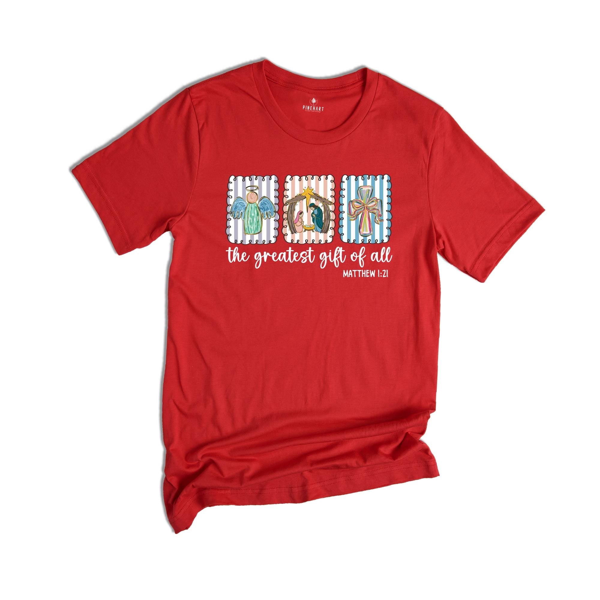The Greatest Gift Of All Shirt, Gift For Christian Bible Verse T-Shirt, Matthew 1:21 Christmas Shirt, Bible Verse Christian Christmas Gift