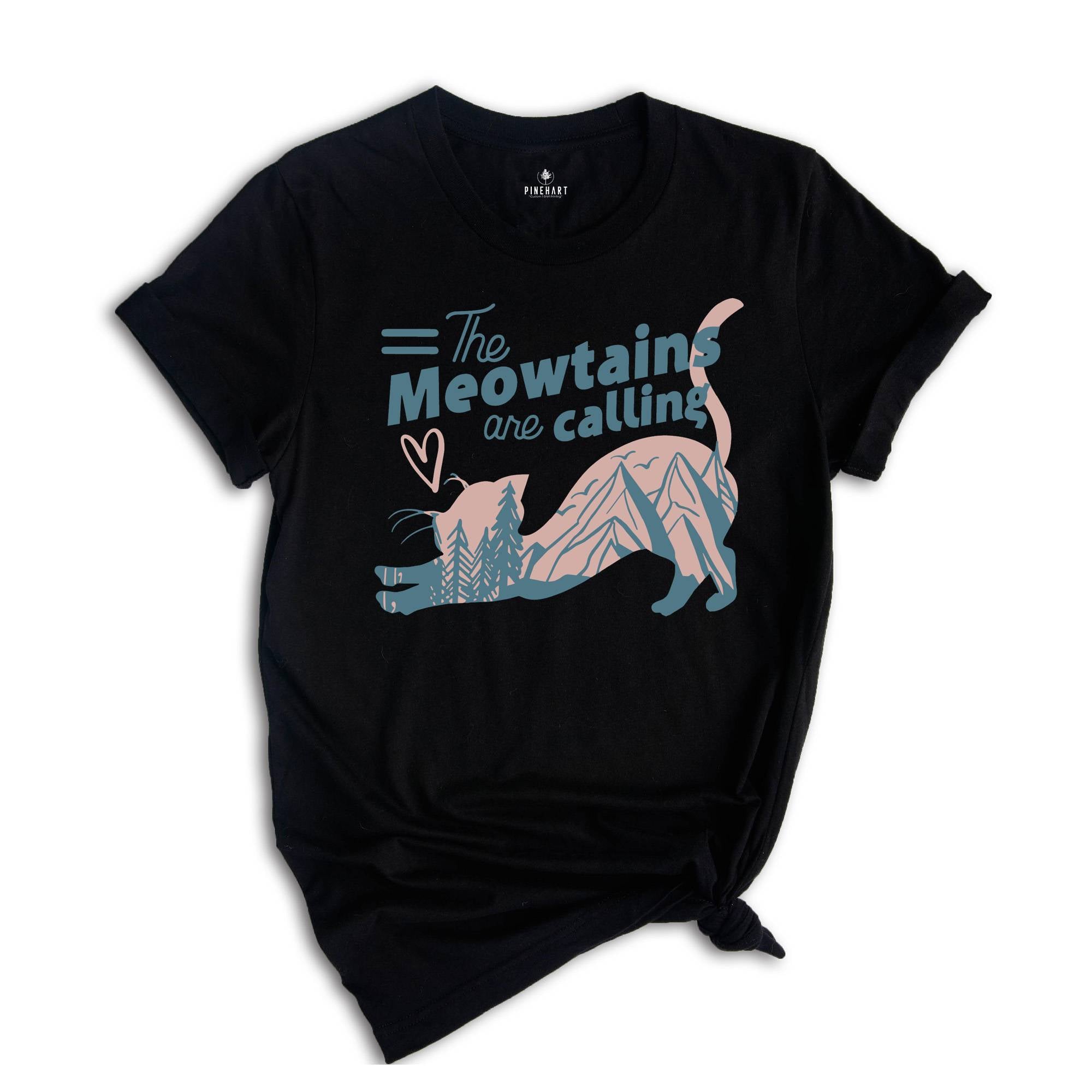 The Mountains Are Calling, Camping shirt, Happy Camper, Hiking Shirt, Adventure Awaits, Cat mama, Cat Owner Gift